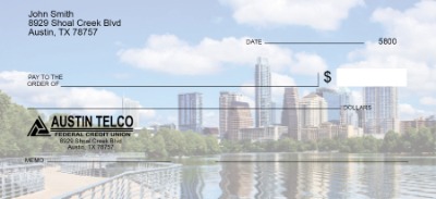 custom austin telco check with austin skyline