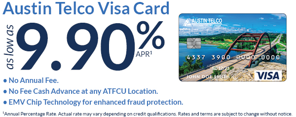 Austin Telco Visa Card as low as 9.90% APR.
